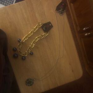 NWT-Gold Chain Necklace with Blue Accents